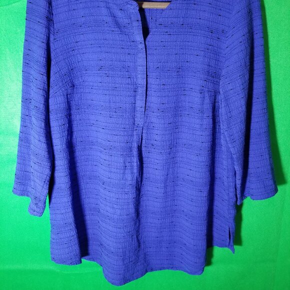 Liz Claiborne Women Medium Blue Black 3/4 Sleeve Business Work Casual Dressy - Picture 2 of 6